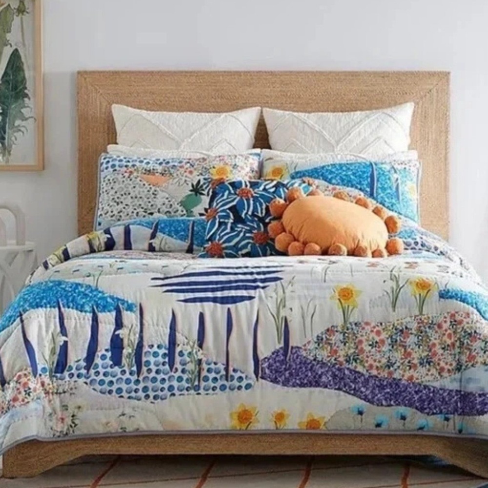 Studio D Opal Quilt Queen Vibrant Landscape Floral Cotton Daffodil Reversible